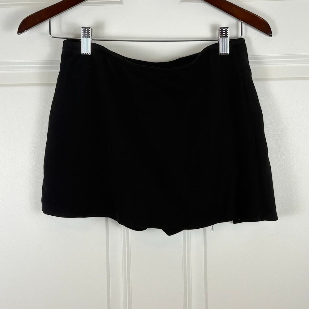 Currants Vintage 90s Black Mini Skirt Skort Embroidery Slit Whimsigoth Witchy M - Picture 6 of 7